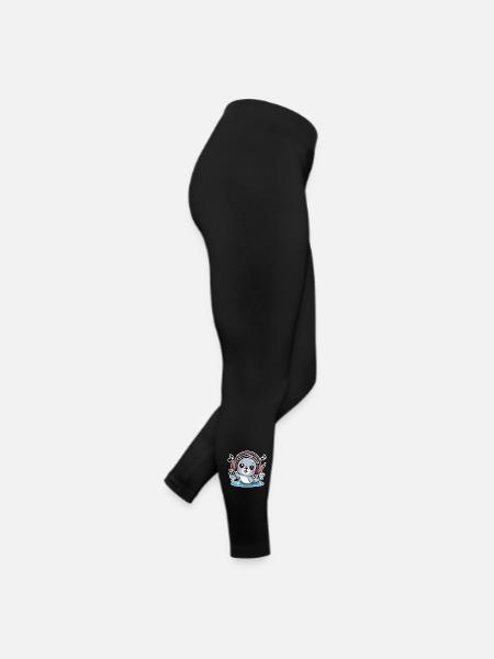 Cute seal with headphones and music notes - Women’s Jersey Leggings - black - Right