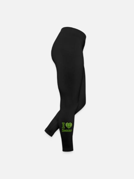 I Love Soccer Grass Heart Soccer Field Design - Women’s Jersey Leggings - black - Right