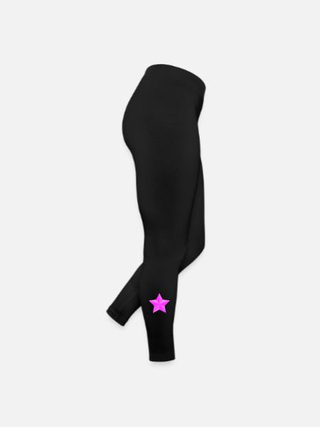 Geometrische Pink Star - Frauen Jersey Leggings - Schwarz - Rechts