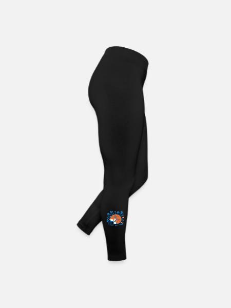 Schlafender Fuchs im Blumen-Nachtgarten - Frauen Jersey Leggings - Schwarz - Rechts