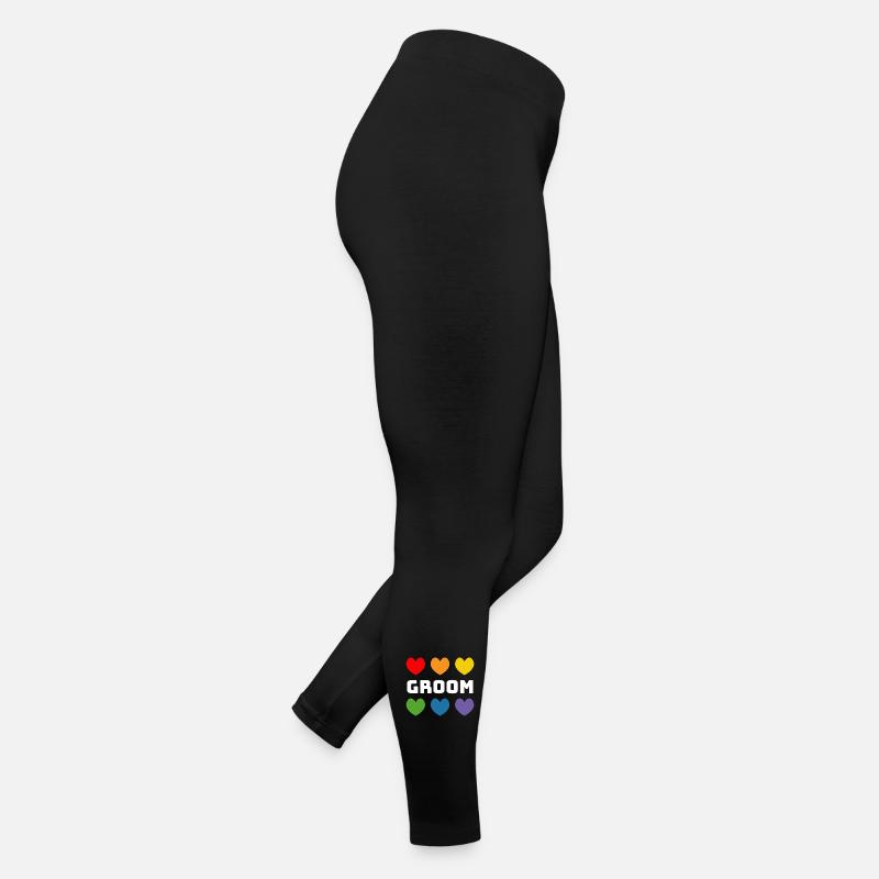 Regenbogenherzchen Groom weiss Frauen Jersey Leggings