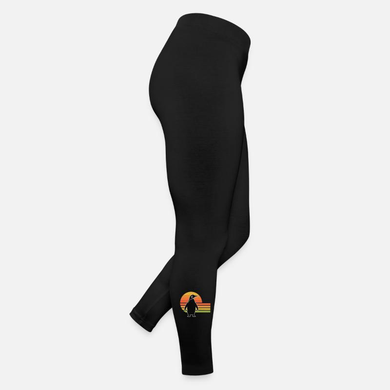 Penguin silhouette sunset design Women’s Jersey Leggings