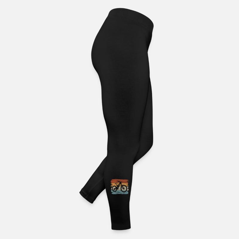 Silhouette rétro de vélo couchant de soleil Legging en jersey Femme