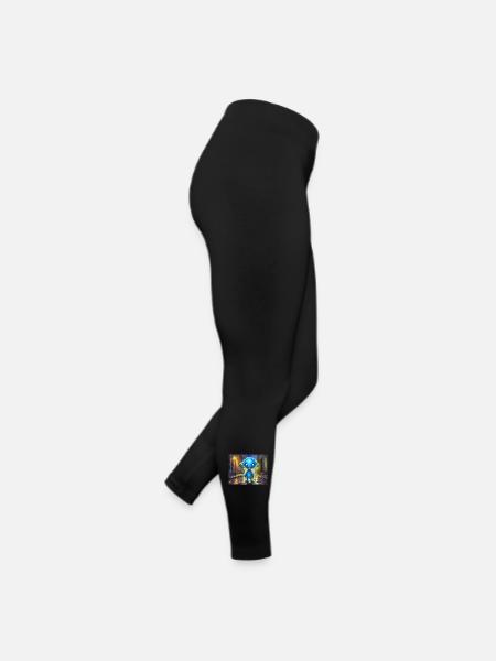 Monstre bleu drôle et rieur - Legging en jersey Femme - noir - Droite