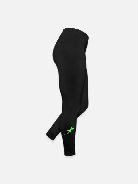 Neon Gecko Silhouette - Frauen Jersey Leggings - Schwarz - Rechts