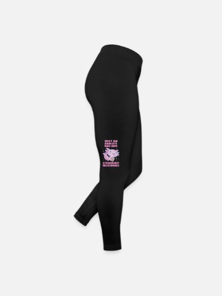 Just an axolotl who loves Strawberry Milkshakes - Women’s Jersey Leggings - black - Right