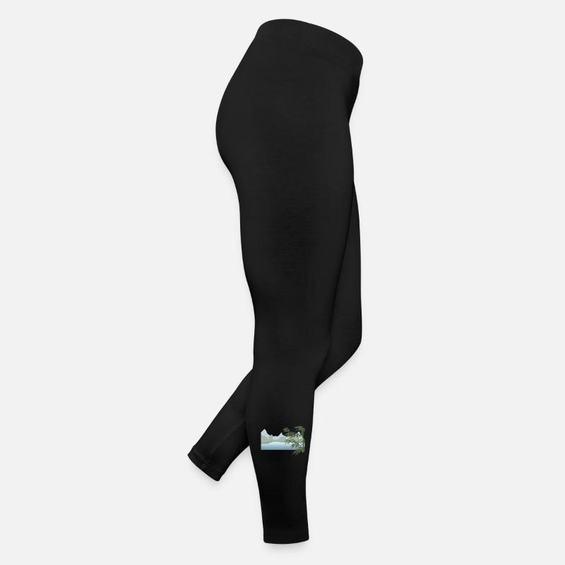River landscape with palm leaves Women’s Jersey Leggings