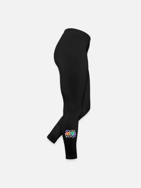 Lettrage Joyeux en éclats colorés - Legging en jersey Femme - noir - Droite