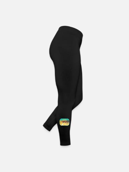 Retro badge, Algarve Portugal, beach summer sun - Women’s Jersey Leggings - black - Right