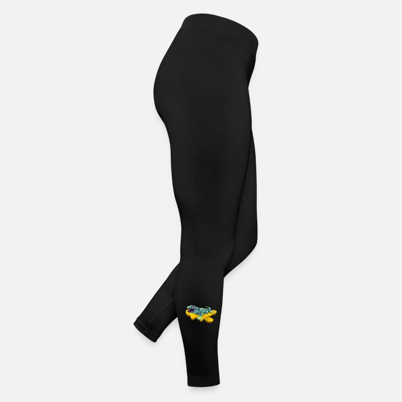 Lizard on neon yellow pond Women’s Jersey Leggings