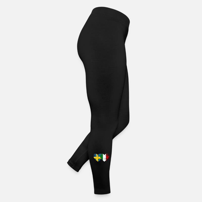 Suède Italie Drapeau Coeur utilisé Legging en jersey Femme