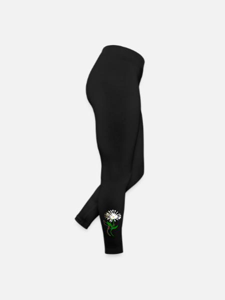 Blumen, Flowers - Frauen Jersey Leggings - Schwarz - Rechts