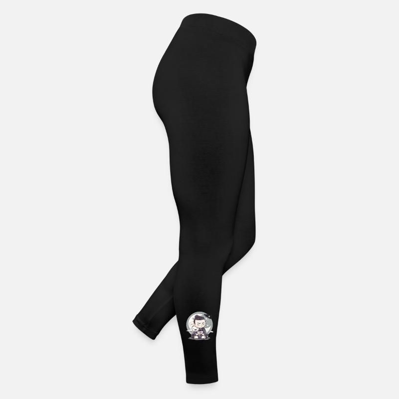Tired little sumo samurai with moon and stars Women’s Jersey Leggings