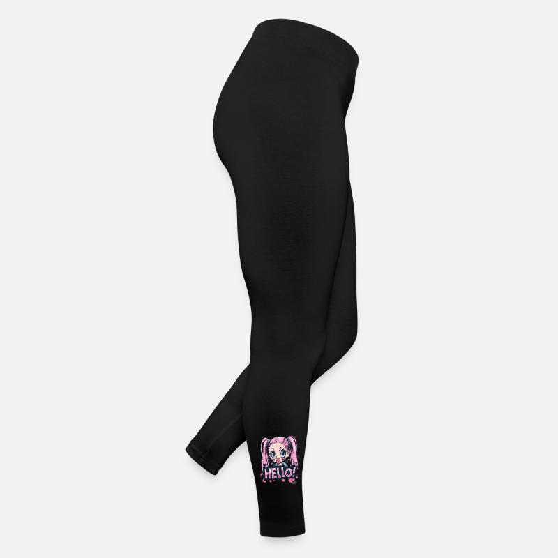 Cartoon eines frechen, frischen Mädchen mit Zöpfen Frauen Jersey Leggings