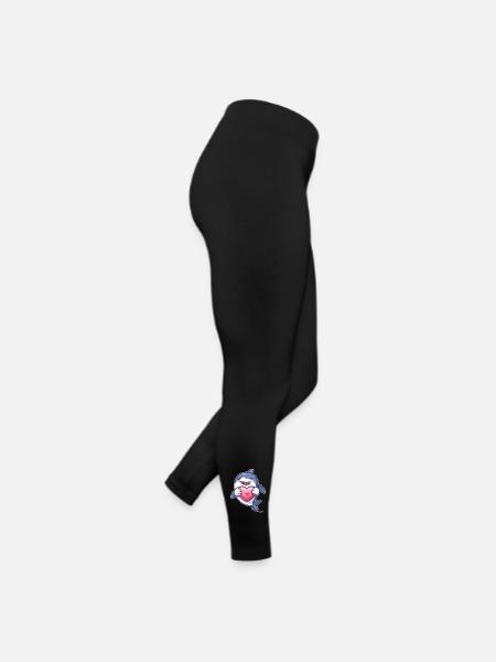 Mignon requin heureux avec un cœur pour l’amour - Legging en jersey Femme - noir - Droite
