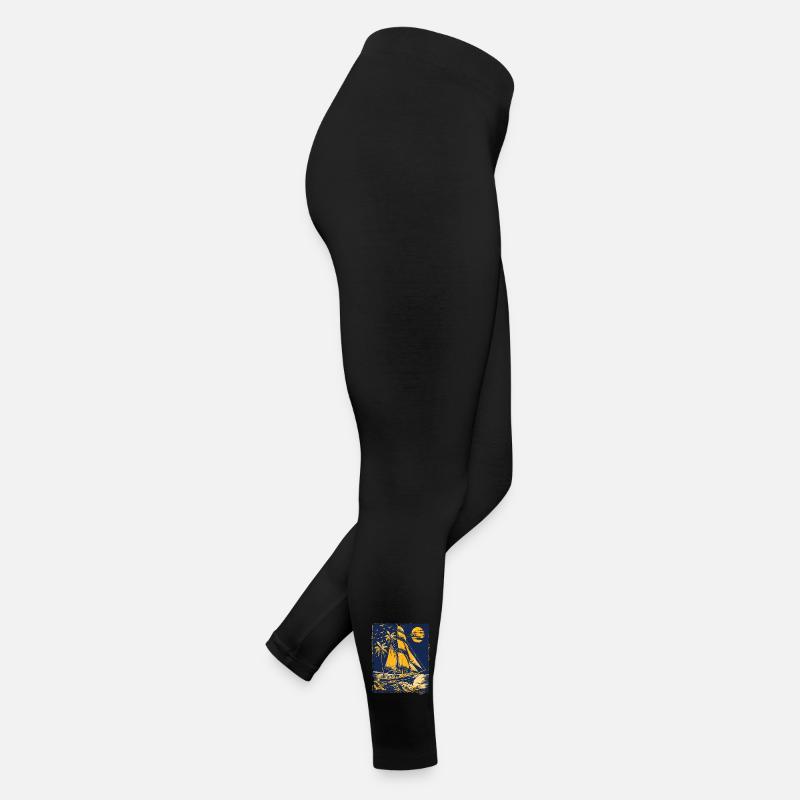 Blue and yellow sailing ship Women’s Jersey Leggings