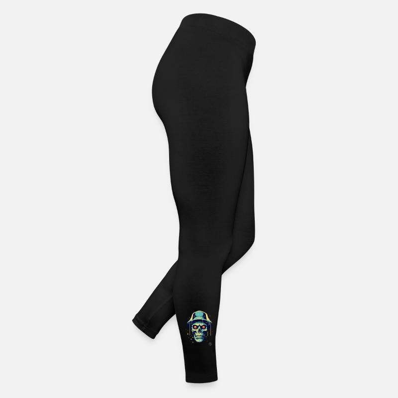Lustiger cooler Totenkopf mit Hut Frauen Jersey Leggings