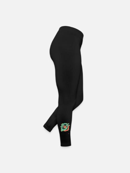 Retro Music & Travel Design "Plate & Airplane" - Women’s Jersey Leggings - black - Right