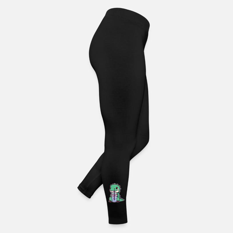 Dinosaur drinks bubble tea Women’s Jersey Leggings