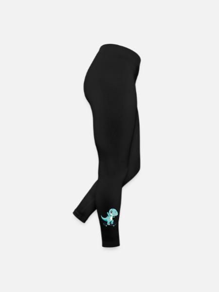 Skateboard Dinosaur - Legging en jersey Femme - noir - Droite