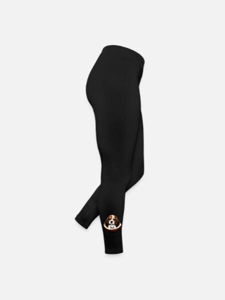 Beagle dog in a coconut shell - Women’s Jersey Leggings - black - Right