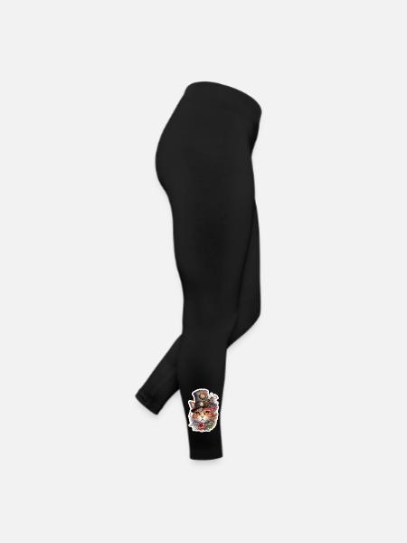 Chat Steampunk avec chapeau - Legging en jersey Femme - noir - Droite