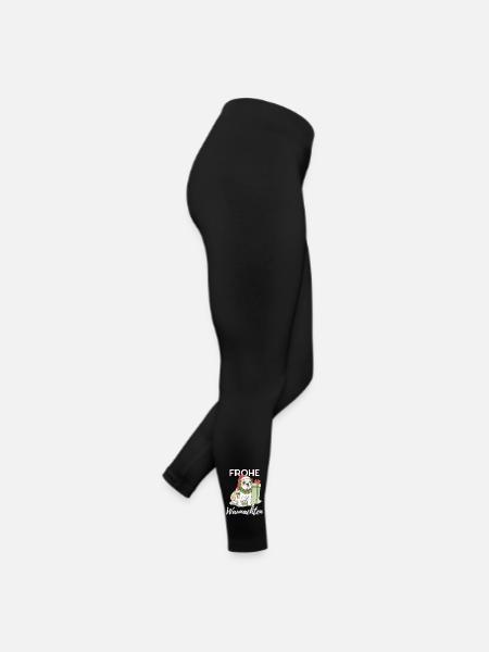 Bulldogge Frohe Weihnachten Hund Hunde - Frauen Jersey Leggings - Schwarz - Rechts