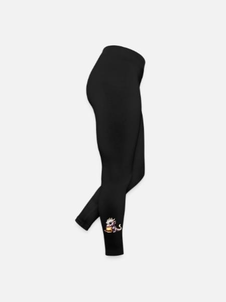 Cheeseburger Drache - Frauen Jersey Leggings - Schwarz - Rechts