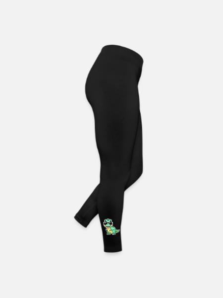 Dino mit Brille - Cool - Frauen Jersey Leggings - Schwarz - Rechts