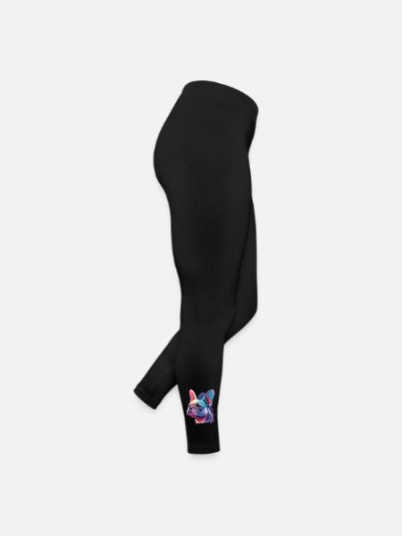 French Bulldog Dogs Pet in Pastel - Women’s Jersey Leggings - black - Right