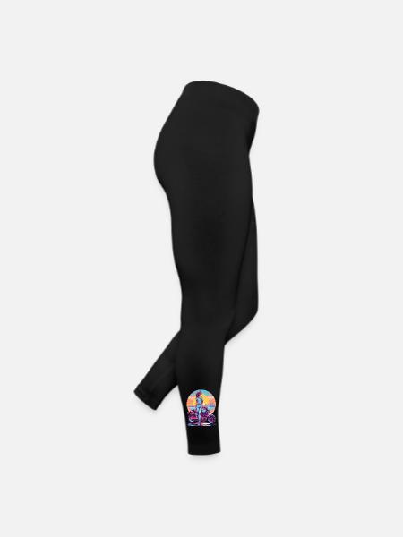 Retro Synthwave Freiheit Motorrad Biker - Frauen Jersey Leggings - Schwarz - Rechts