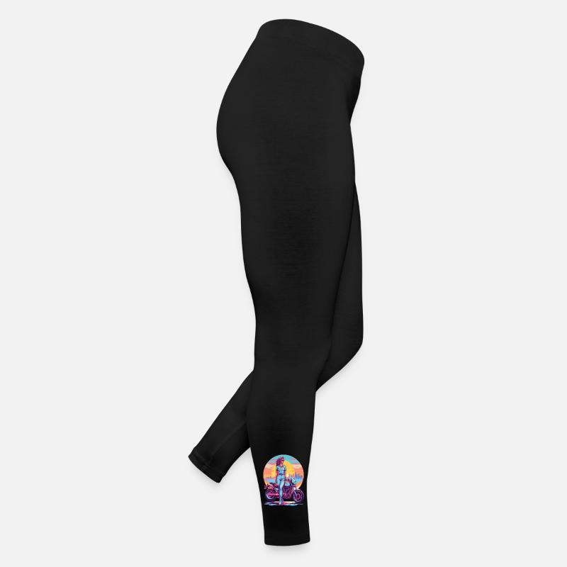Rétro Synthwave Liberté Moto Motard Legging en jersey Femme