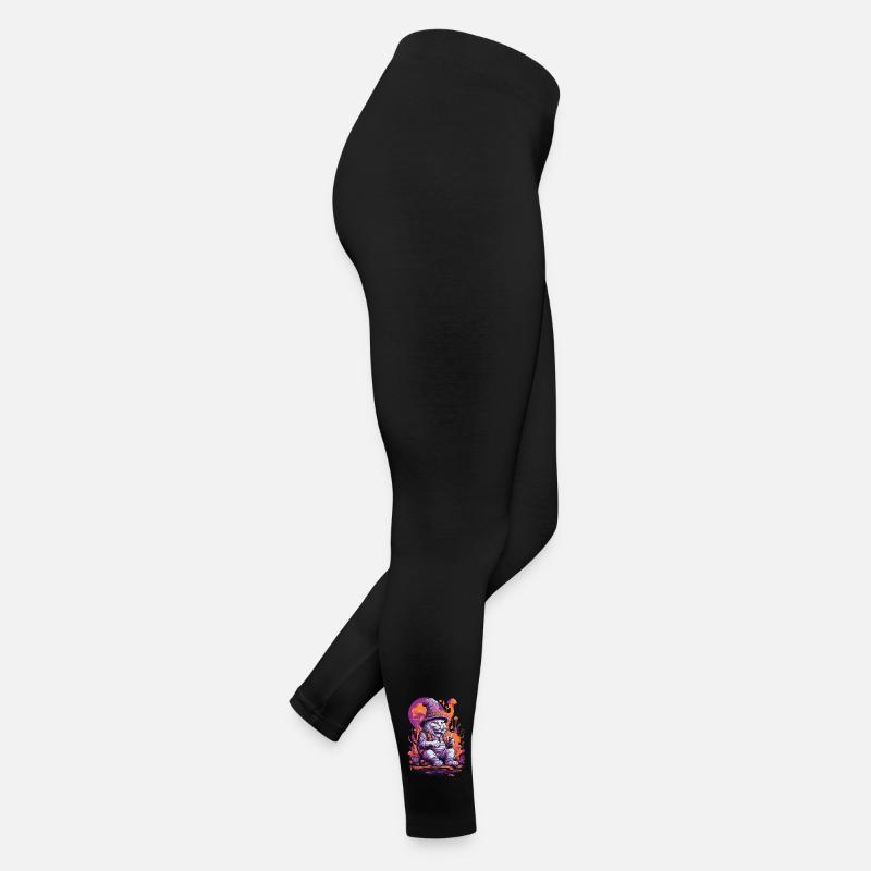 Psychedelic Art Forest Mushrooms Goa Trance Cat Women’s Jersey Leggings