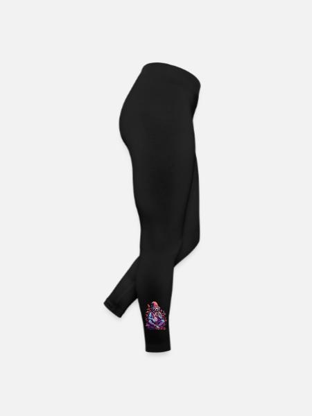 Faultier Psychedelic Art Wald Pilze Musik Festival - Frauen Jersey Leggings - Schwarz - Rechts