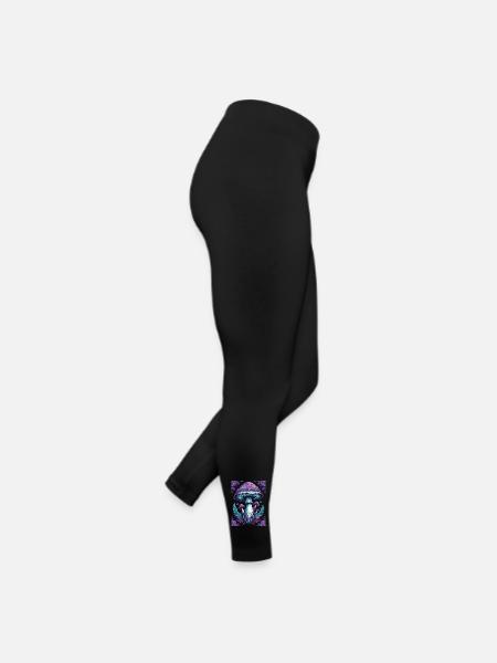 Illumination spirituelle du mandala du champignon - Legging en jersey Femme - noir - Droite