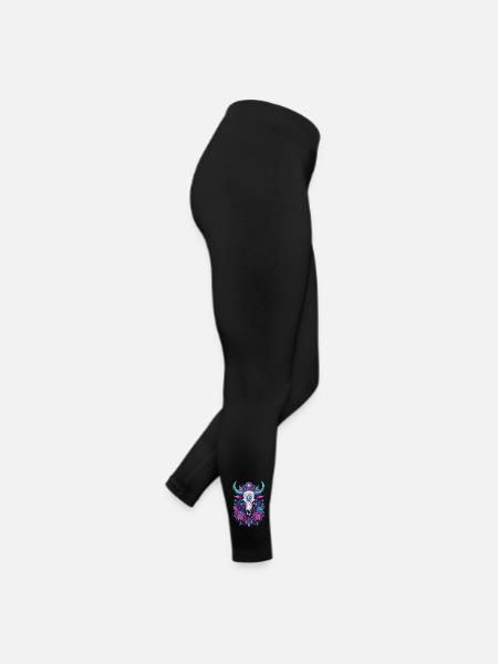 Skull Spirituelles Mandala Tier Traumfänger - Frauen Jersey Leggings - Schwarz - Rechts