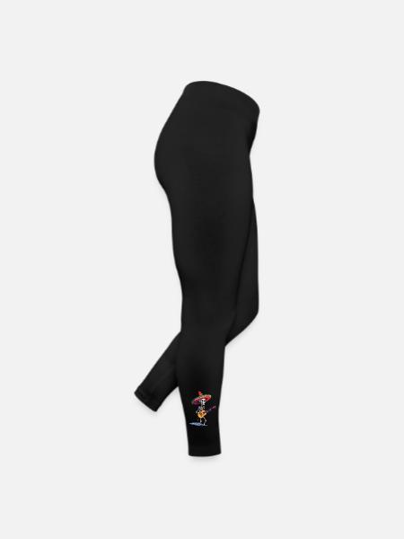 Mexican mariachi skeleton guitarist - Women’s Jersey Leggings - black - Right