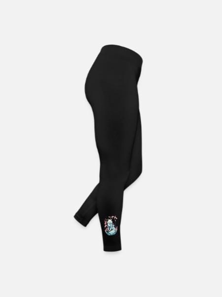 Weißer Kitsune Fuchs Japanische Kirschblüten - Frauen Jersey Leggings - Schwarz - Rechts