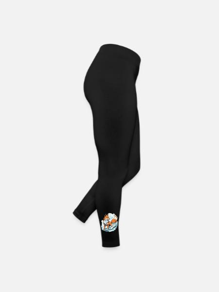 Japanische Kitsune Maske Kawaii Fuchsgeist Design - Frauen Jersey Leggings - Schwarz - Rechts