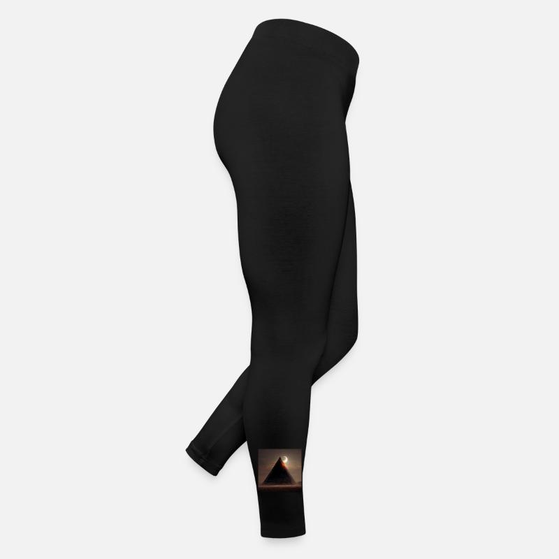 Egyptian Pyramid with Eclipse - Women’s Jersey Leggings - black