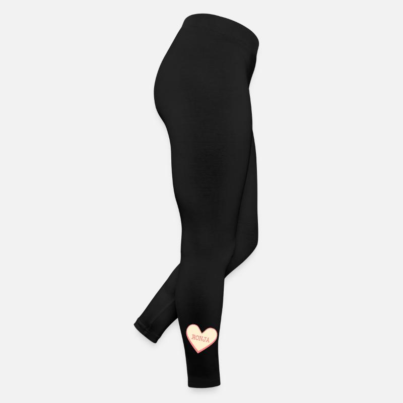 Ronja Surname First name pink sugar heart - Women’s Jersey Leggings - black