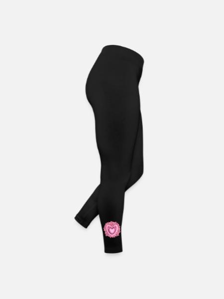 Herz mit rosa Blumen, ein liebes Dankeschön. - Frauen Jersey Leggings - Schwarz - Rechts