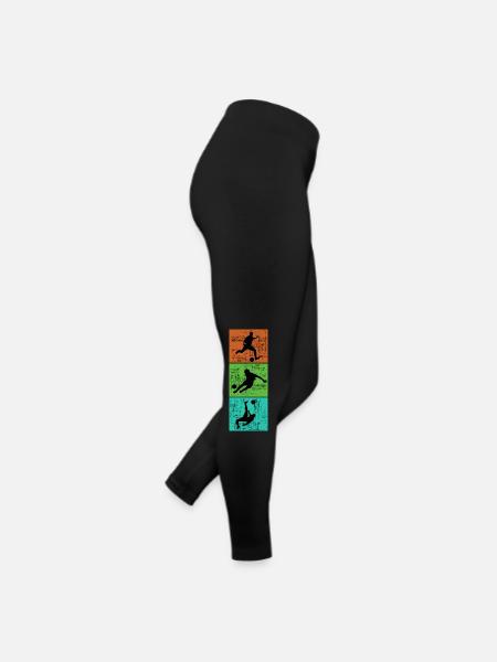 Maillot de foot au look rétro vintage. - Legging en jersey Femme - noir - Droite
