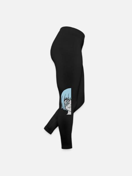 Half sad girl face - Women’s Jersey Leggings - black - Right