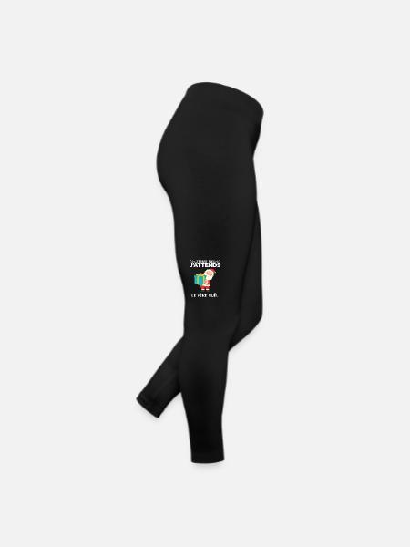 T-shirt Noel - J'peux pas j'attends le Père Noël - Legging en jersey Femme - noir - Droite