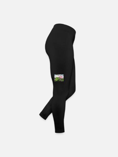 Apfelblüten Zweige Frühling Sommer - Frauen Jersey Leggings - Schwarz - Rechts