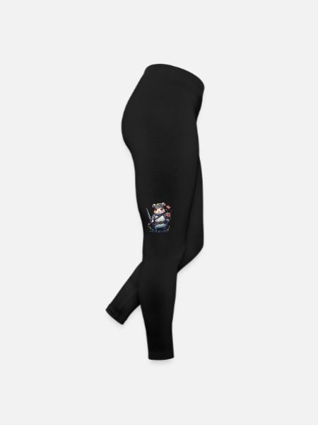Hamster-Samurai: Ninja Hamster-Held - Frauen Jersey Leggings - Schwarz - Rechts