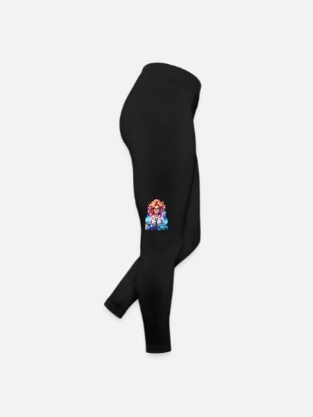 Portrait of a young woman in cartoon style - Women’s Jersey Leggings - black - Right