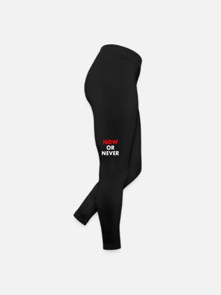 Now or never - Frauen Jersey Leggings - Schwarz - Rechts