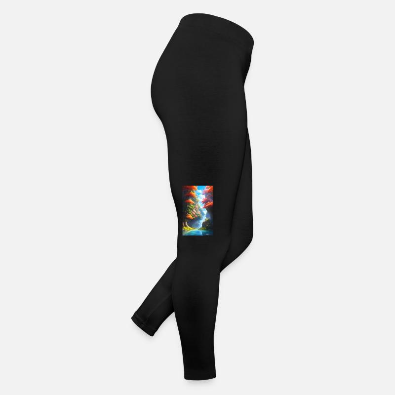 Üppiger & bunter Anime-Fluss mit Bäumen Frauen Jersey Leggings
